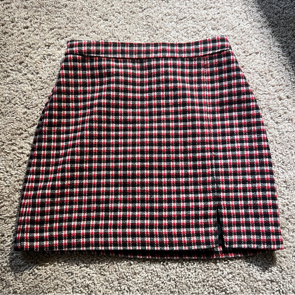 Hollister Red Black Plaid Mini Skirt